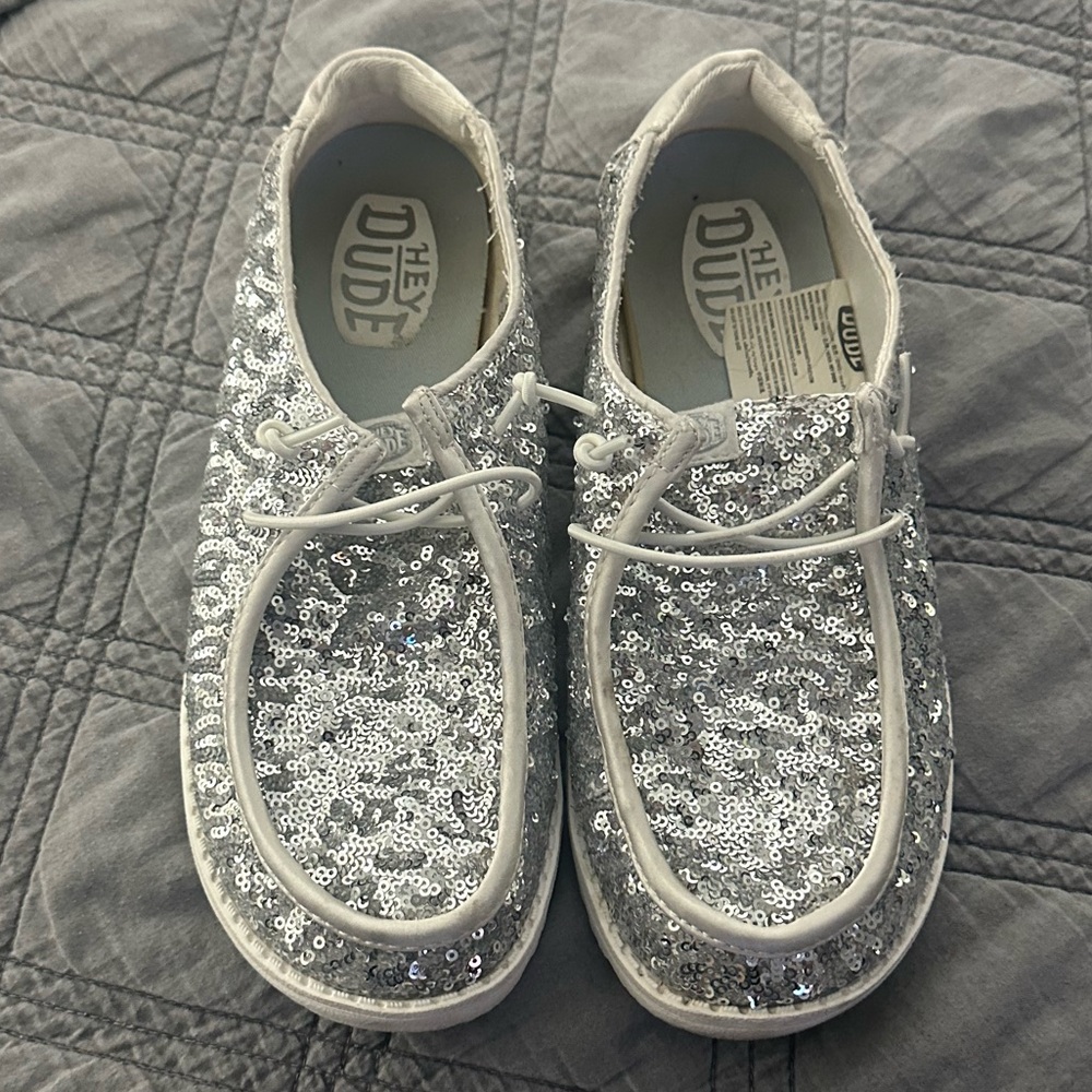 Hey Dude Silver Glitter Shoes